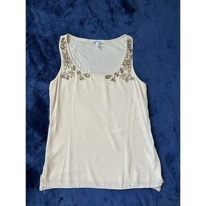 Express Women's Small Double Layer‎ Rhinestone Embellished Beige Blouse